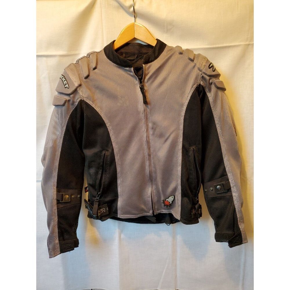 Joe Rocket Motercycle Jacket Womans S Black Gray Mesh BACK SHOULDER ELBOW PADS
